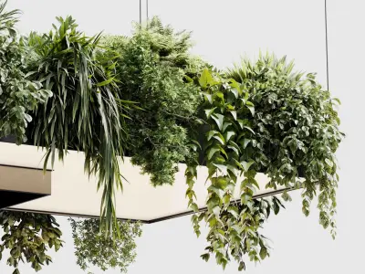 Rectangle pot light pendant - plant light hanging 24 3D model