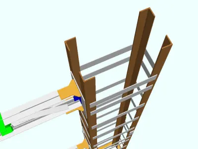 Steel frame with foundation 3D model