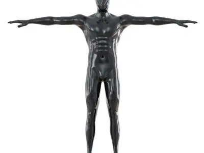 Athletic black mannequin T-pose 167 3D model