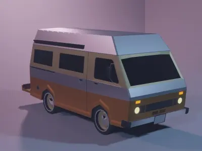 Retro Caravan Low Poly Low-poly 3D model