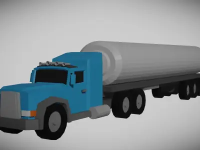 Truck With Trailers Low-poly 3D model