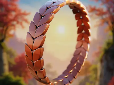 Royal Leaf Ring - Gold Printable 3D Jewelry Design 83 3D print model