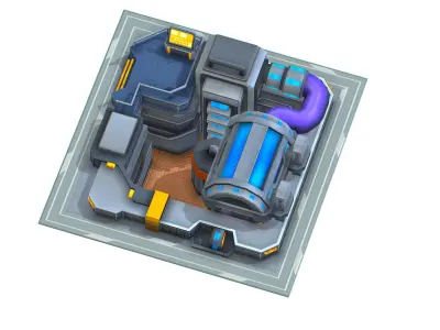 isometrical fuel rig platform station upgrade 2 Low-poly 3D model