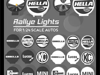 Rallye headlights for scale autos with 10 covers 3D print model
