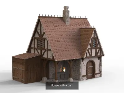 Medieval village - Orange Meadow  3D Model Collection