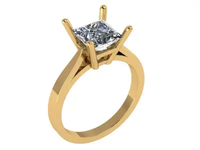 princess solitaire cathedral ring  3D print model