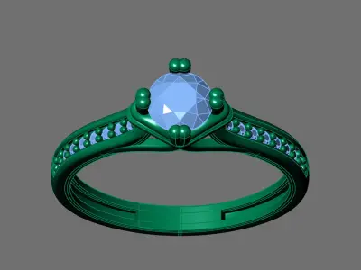 Womens Rings With Stone Ring Ready STL 3DM Models Rings women 3D print model get