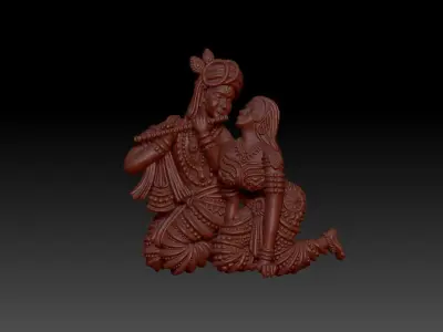 Radha Krishna Pendant 3D print model