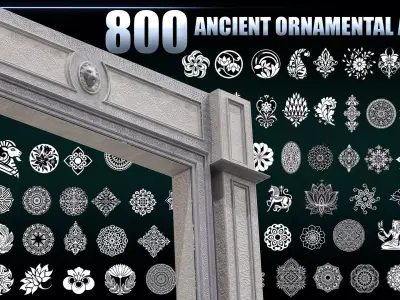 800 ANCIENT ORNAMENTAL ALPHA MEGA PACK 3D model