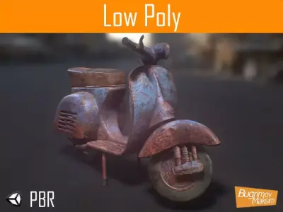 PBR Retro Scooter Low-poly 3D model