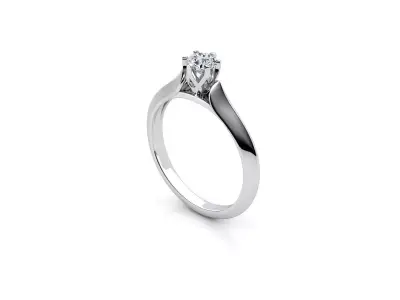 ZDR076 engagement ring with solitaire diamond 3D print model