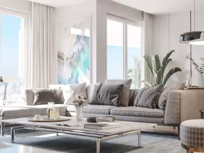 Modern Minimalist Living Room Interior 3D Scene 3D model