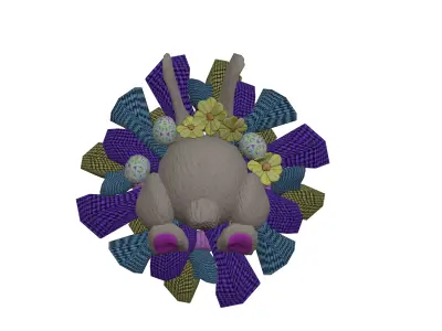 Easter Bunny Wreath Low-poly 3D model