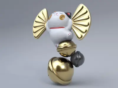 Lucky fortune cat Low-poly 3D model