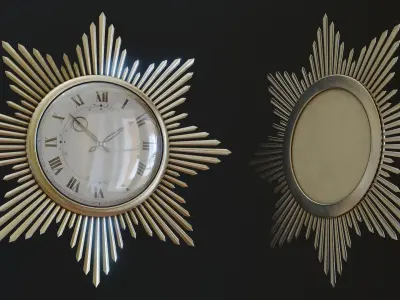 Mid-Century Starburst Clock Low-poly 3D model
