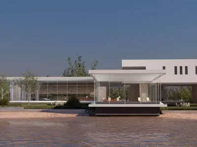 Modern beach villa Revit - 3ds max with interior and 3d grass 3D model