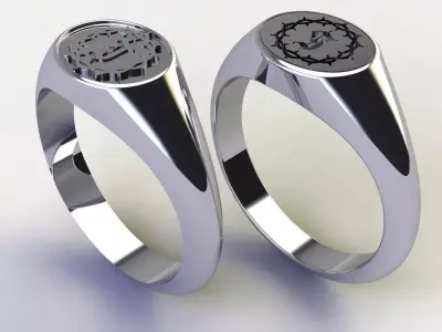 Letter J Signet Ring 3D print model