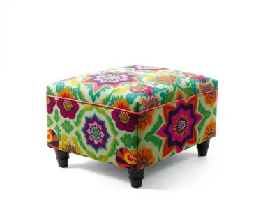 Colorful Ottoman with Floral Pattern model pack Low-poly 3D model