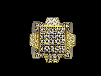 18K Yellow Gold Diamond Rings for Men 6 3D print model