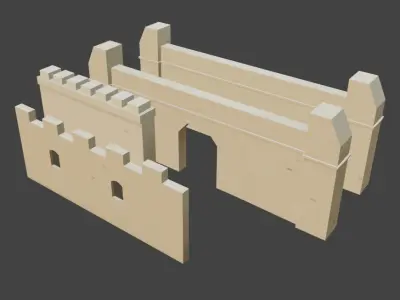 LowPoly Tower and City Walls Low-poly 3D model