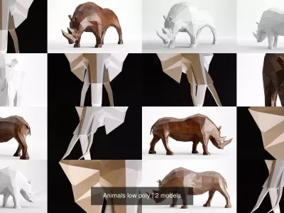 Animals low poly 3D Model Collection