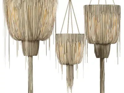 Large Round Double Ball Urchin Chandelier 3D model