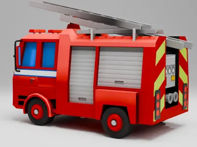 Toy Fire Truck Low Poly 3d Model Low-poly 3D model