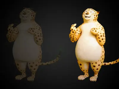 Stylized Biped Cheetah - Rigged Cartoon Animal  for Blender Low-poly 3D model
