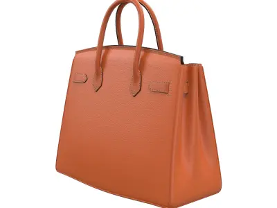 Hermes Birkin Bag with Chain Orange Low-poly 3D model