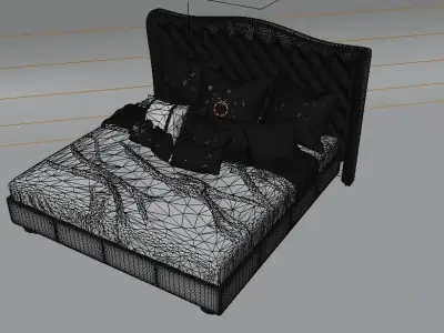 High Poly Luxury Bed 3D model