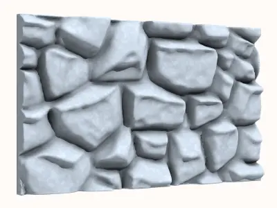 Fissured Granite Wall Detail 3D model