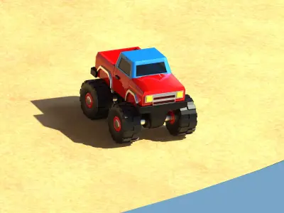 Cartoon Monster Truck Low-poly 3D model