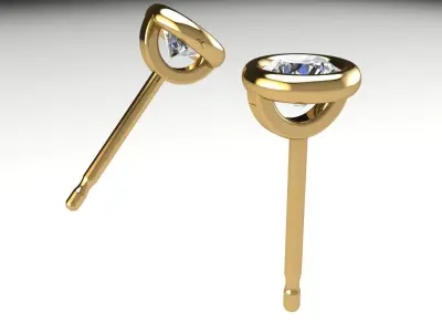 Solitaire Round Bezel Stud 4 mm 3D print model