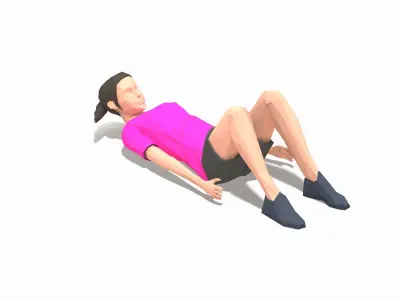 heel touches Exercise Woman Animation Low-poly 3D model