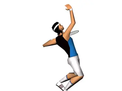 Tennis player lowpoly and animated Low-poly 3D model