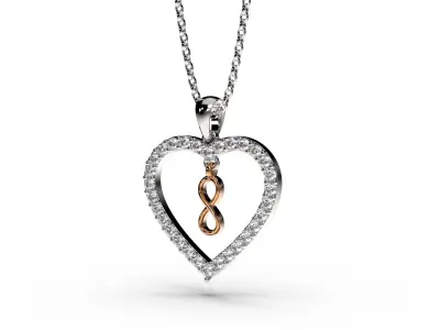 HEART INFINITY PENDANT LOVE SIGN - Diamonds Valentines Day 3D print model