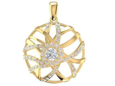 Floral Round Diamond Pendant Jewelry 2234 3D print model