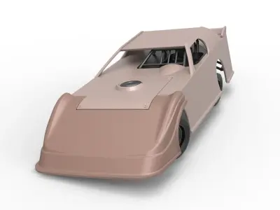 Dirt Modified Super stock car while turning Scale 1 to 25 3D print model
