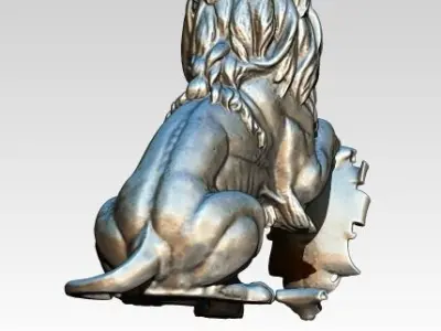 Highpoly Lion with emblem 3D print model