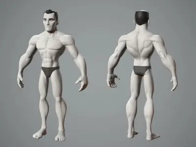 Cartoon male character base mesh 3D model