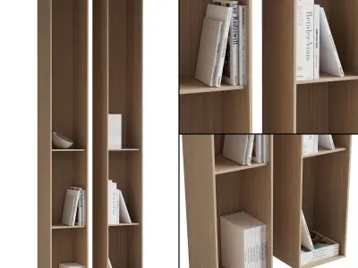 096 Wall rack shelves 03 neutral  minimal wood 01 3D model