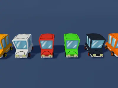 Lowpoly cartoony cars Low-poly 3D model