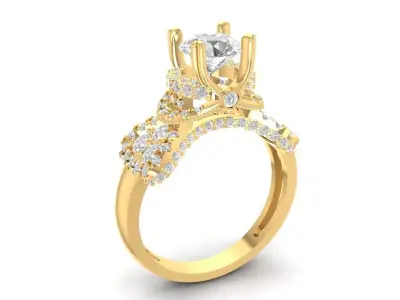 Luxury Crown Diamond Engagement Ring 1492 3D print model