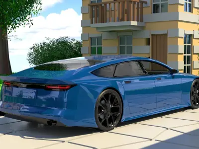 Generic Large 4 Door Coupe Low-poly 3D model