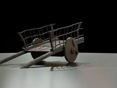 low poly Medieval Wagon 3D model for game and animation video Low-poly 3D model