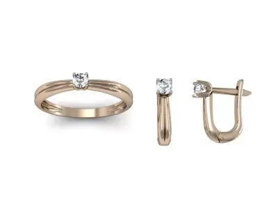 Set Ring and earring ready for 3d print 3D print model