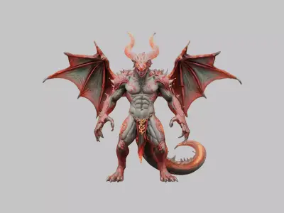 Red Dragon Wyvern 3D Model Low-poly 3D model