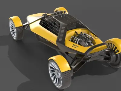 Sci-Fi futuristic racer buggy Low-poly 3D model