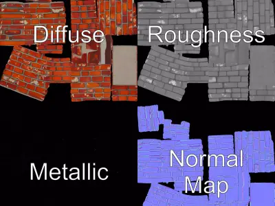 Red Brick Wall model pack Low-poly 3D model