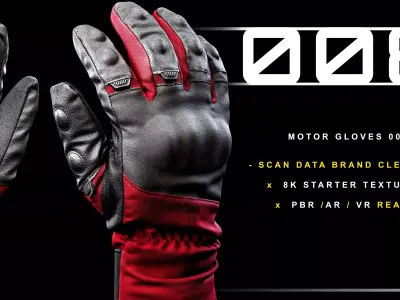 Motor Gloves 008 Low-poly 3D model